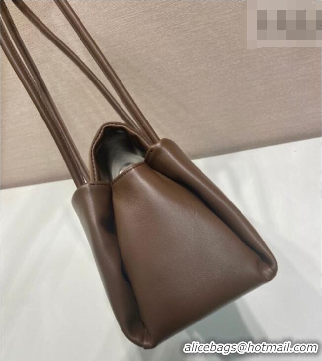 Cheap Discount Prada Passage medium leather bag with Re-Nylon flap 1BA495 Coffee Brown 2026