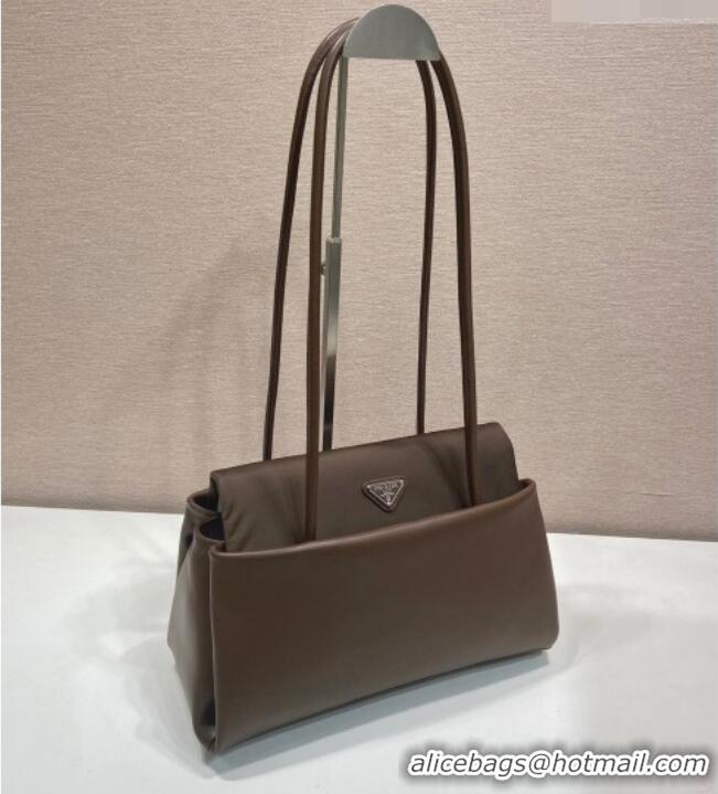 Cheap Discount Prada Passage medium leather bag with Re-Nylon flap 1BA495 Coffee Brown 2026