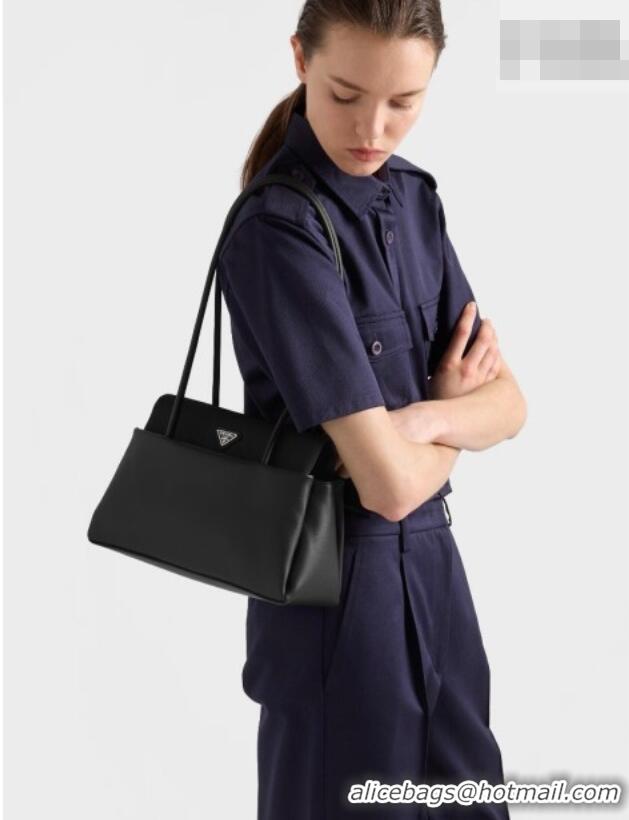 Cheap Discount Prada Passage medium leather bag with Re-Nylon flap 1BA495 Coffee Brown 2026