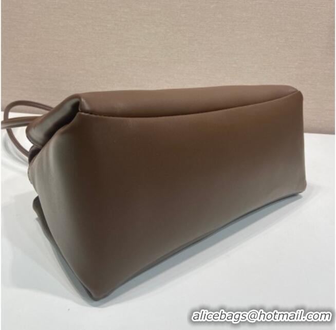 Cheap Discount Prada Passage medium leather bag with Re-Nylon flap 1BA495 Coffee Brown 2026