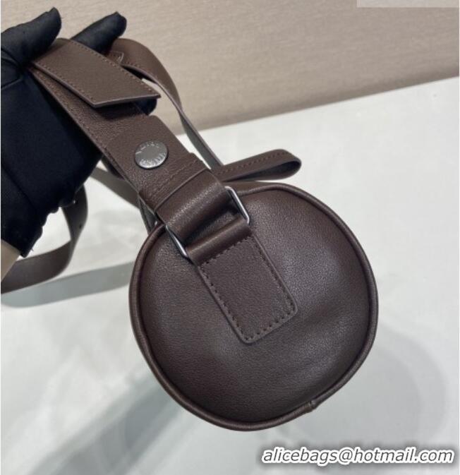 Top Quality Prada Prada Route medium leather top-handle bag 1BB161 Coffee Brown 2026