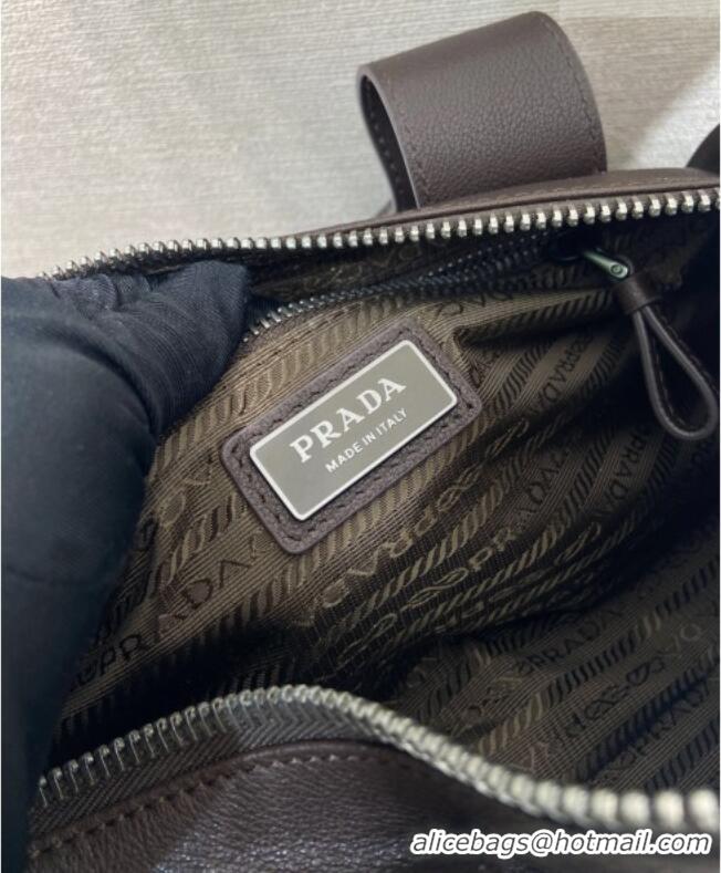 Top Quality Prada Prada Route medium leather top-handle bag 1BB161 Coffee Brown 2026