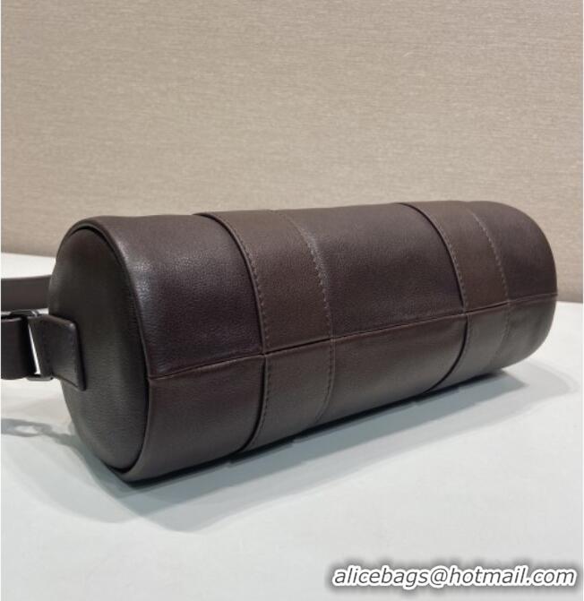 Top Quality Prada Prada Route medium leather top-handle bag 1BB161 Coffee Brown 2026