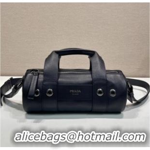 Luxury Cheap Prada Route medium leather top-handle bag 1BB161 Black 2026