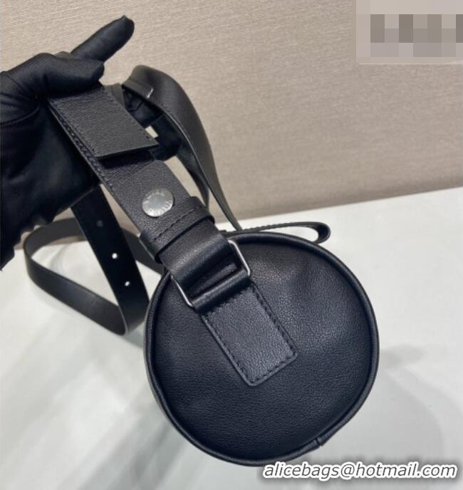 Luxury Cheap Prada Route medium leather top-handle bag 1BB161 Black 2026