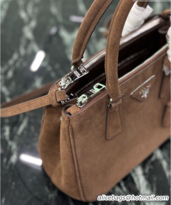 Shop Inexpensive Prada Galleria small Suede bag 1BA896 Brown 2026