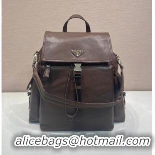 Best Price Prada Men's Explore leather backpack bag 2VZ118 Coffee Brown 2026