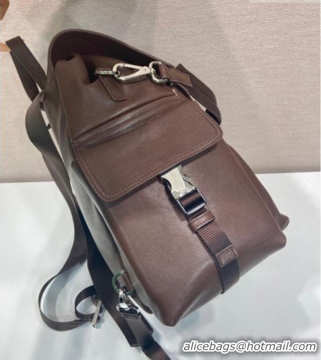 Best Price Prada Men's Explore leather backpack bag 2VZ118 Coffee Brown 2026