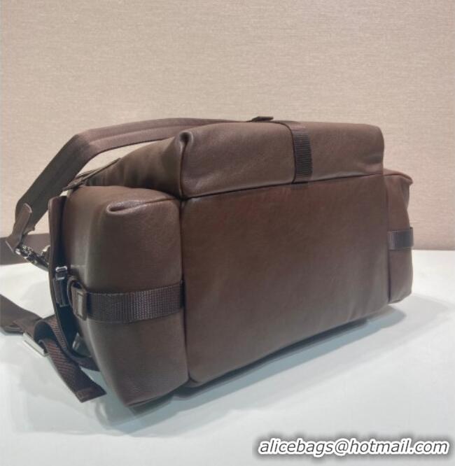 Best Price Prada Men's Explore leather backpack bag 2VZ118 Coffee Brown 2026