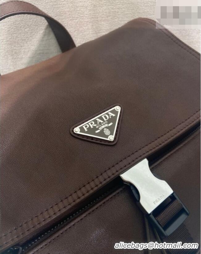 Best Price Prada Men's Explore leather backpack bag 2VZ118 Coffee Brown 2026