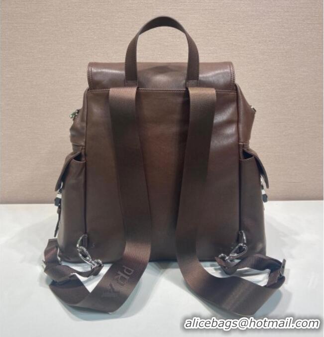 Best Price Prada Men's Explore leather backpack bag 2VZ118 Coffee Brown 2026