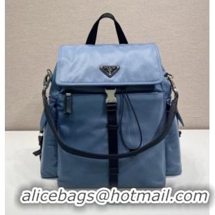 Luxury Cheap Prada Men's Explore Re-Nylon and leather backpack bag 2VZ118 Blue 2026