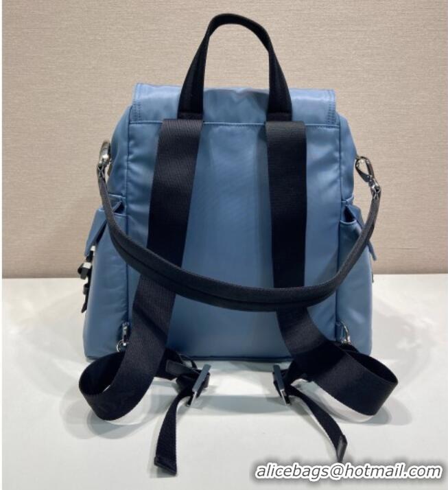 Luxury Cheap Prada Men's Explore Re-Nylon and leather backpack bag 2VZ118 Blue 2026