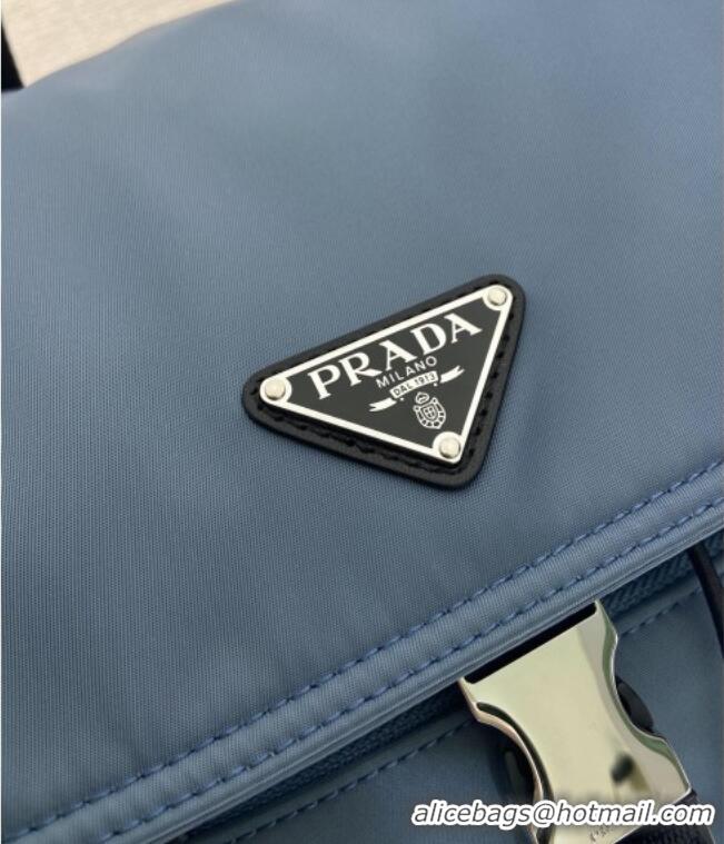 Luxury Cheap Prada Men's Explore Re-Nylon and leather backpack bag 2VZ118 Blue 2026
