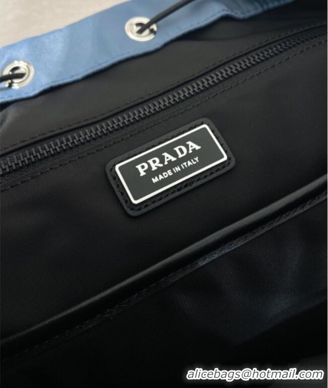 Luxury Cheap Prada Men's Explore Re-Nylon and leather backpack bag 2VZ118 Blue 2026
