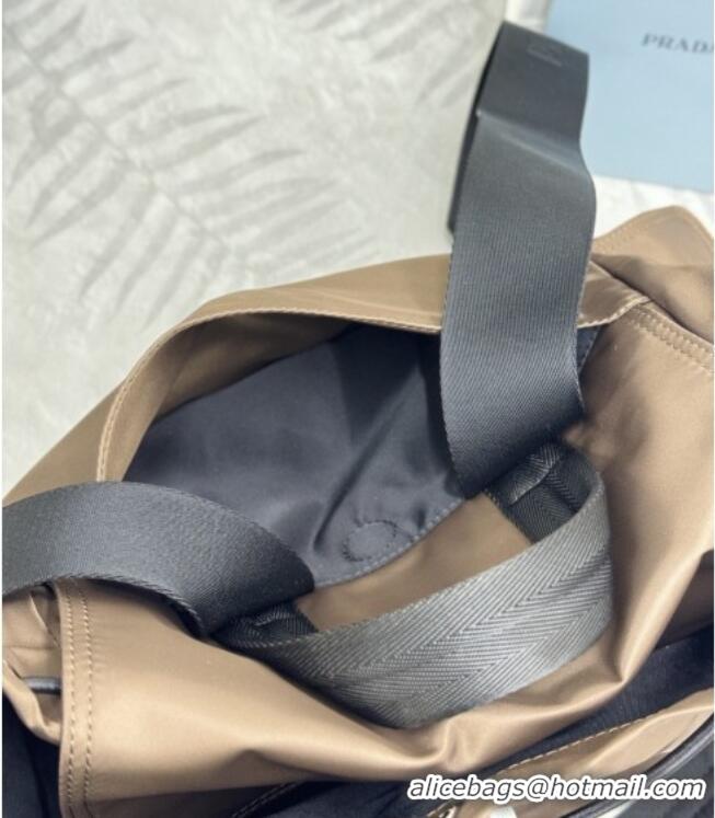 Best Price Prada Men's Explore Re-Nylon and leather backpack bag 2VZ118 Sienna Brown 2025