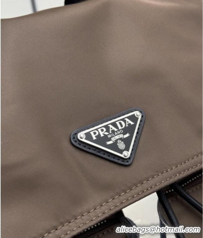 Best Price Prada Men's Explore Re-Nylon and leather backpack bag 2VZ118 Sienna Brown 2025