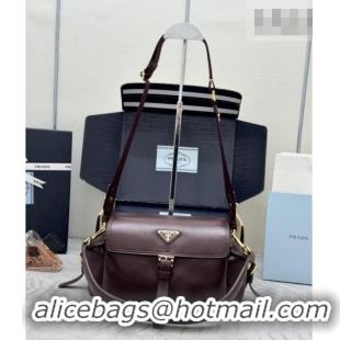 Best Price Prada Explore medium nappa leather shoulder bag with flap 1BD394 Burgundy 2026