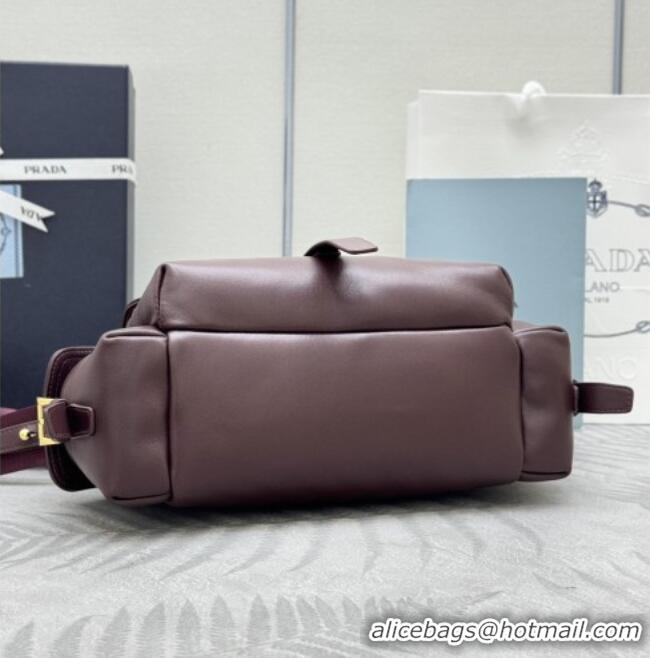 Best Price Prada Explore medium nappa leather shoulder bag with flap 1BD394 Burgundy 2026