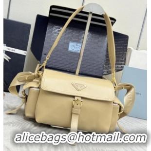 Market Sells Prada Explore medium nappa leather shoulder bag with flap 1BD394 Apricot 2026