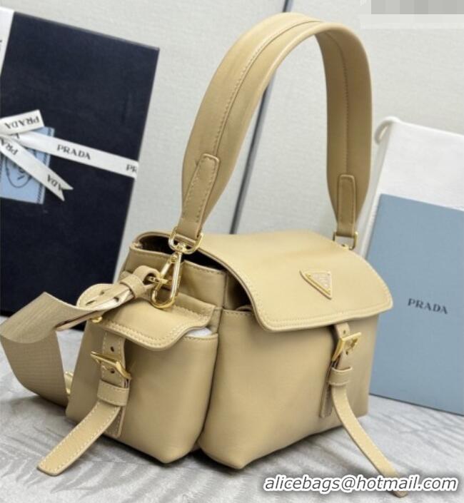Market Sells Prada Explore medium nappa leather shoulder bag with flap 1BD394 Apricot 2026