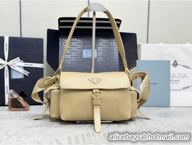 Market Sells Prada Explore medium nappa leather shoulder bag with flap 1BD394 Apricot 2026