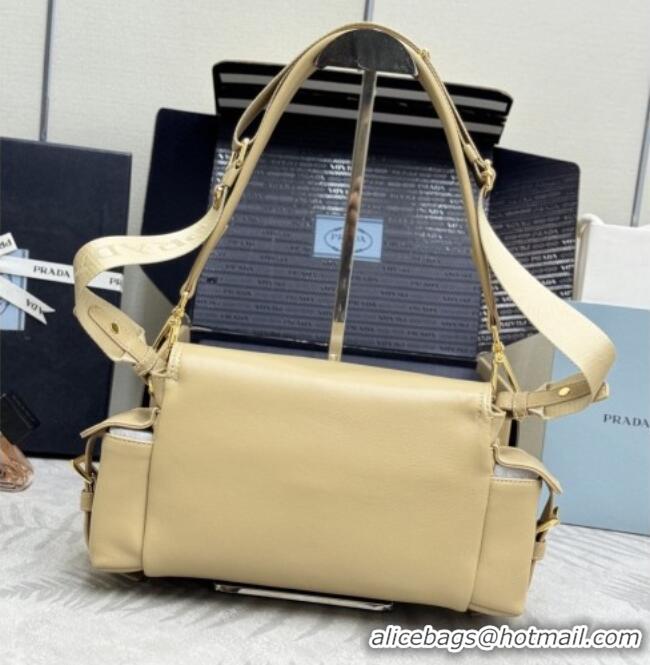 Market Sells Prada Explore medium nappa leather shoulder bag with flap 1BD394 Apricot 2026