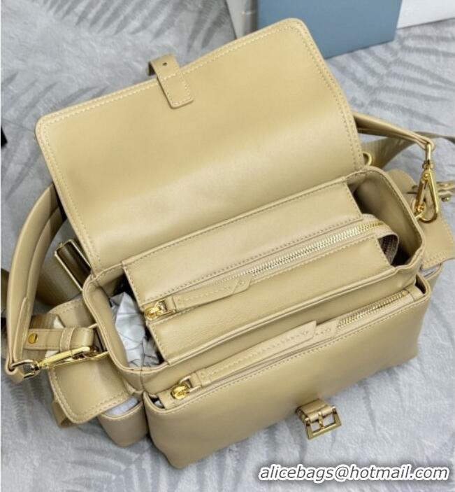 Market Sells Prada Explore medium nappa leather shoulder bag with flap 1BD394 Apricot 2026