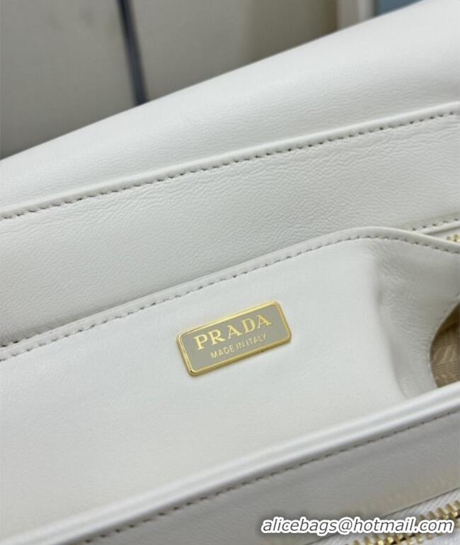 Most Popular Prada Explore medium nappa leather shoulder bag with flap 1BD394 White 2026