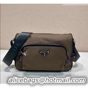 Grade Quality Prada Men's Medium Re-Nylon and Saffiano leather shoulder bag 2VH192 Brown 2026