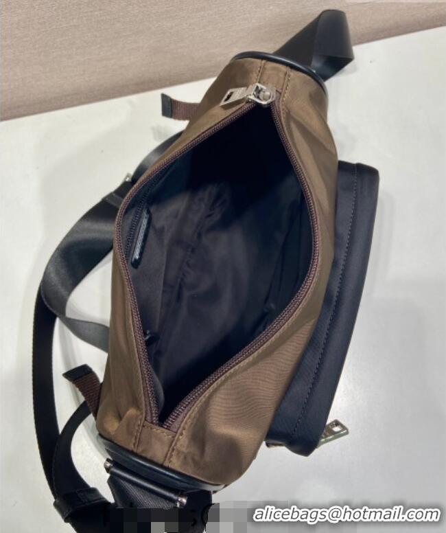 Grade Quality Prada Men's Medium Re-Nylon and Saffiano leather shoulder bag 2VH192 Brown 2026