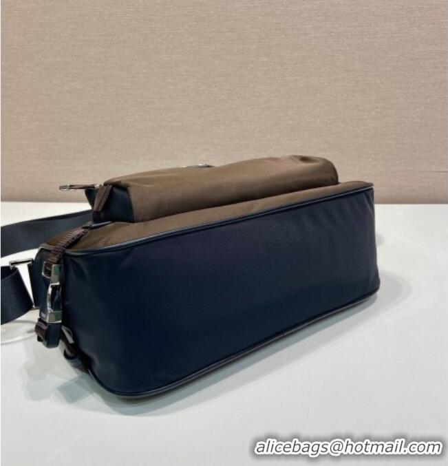 Grade Quality Prada Men's Medium Re-Nylon and Saffiano leather shoulder bag 2VH192 Brown 2026
