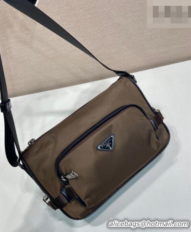Grade Quality Prada Men's Medium Re-Nylon and Saffiano leather shoulder bag 2VH192 Brown 2026