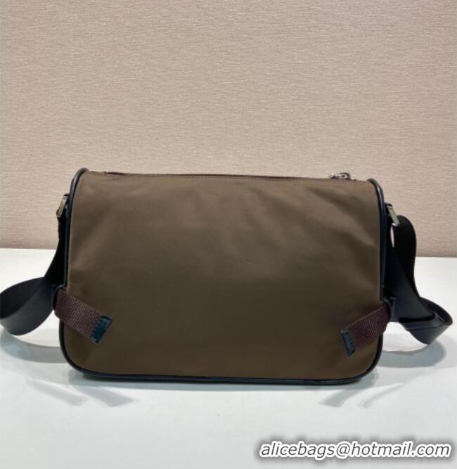 Grade Quality Prada Men's Medium Re-Nylon and Saffiano leather shoulder bag 2VH192 Brown 2026