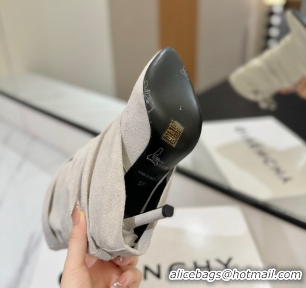 Purchase Givenchy Shark Lock Heel Ankle Boots 10.5cm in Suede Grey 1210037