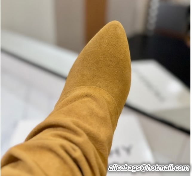 Good Quality Givenchy Shark Lock Heel Ankle Boots 10.5cm in Suede Yellow 1210038