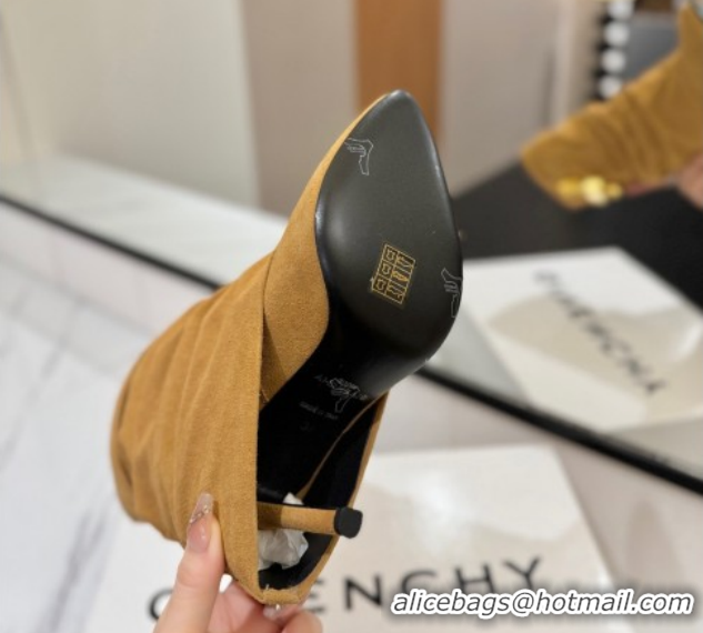 Good Quality Givenchy Shark Lock Heel Ankle Boots 10.5cm in Suede Yellow 1210038