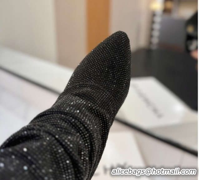 Pretty Style Givenchy Shark Lock Heel Ankle Boots 10.5cm in Strass Allover Black 1210041