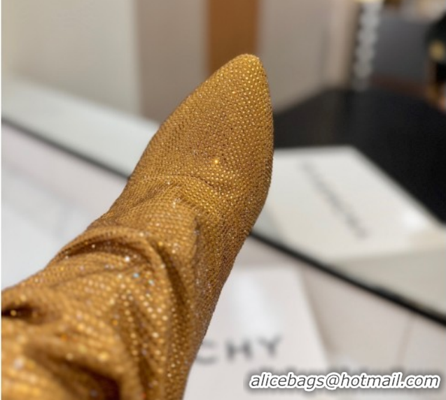 Top Grade Givenchy Shark Lock Heel Ankle Boots 10.5cm in Strass Allover Gold 1210042
