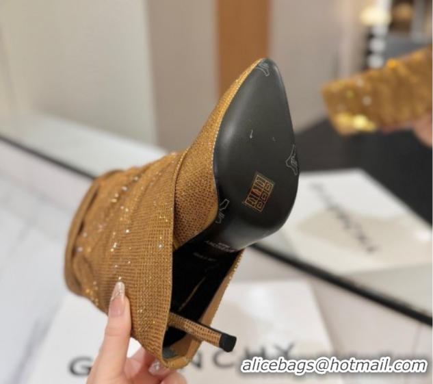 Top Grade Givenchy Shark Lock Heel Ankle Boots 10.5cm in Strass Allover Gold 1210042