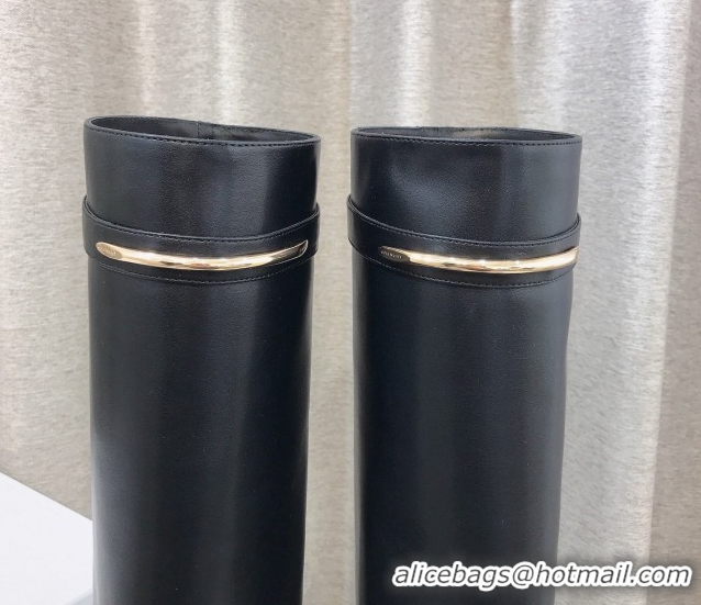 Unique Style Givenchy Shark Wedge High Boots 9.5cm in Shiny Calfskin Leather Black 0226074