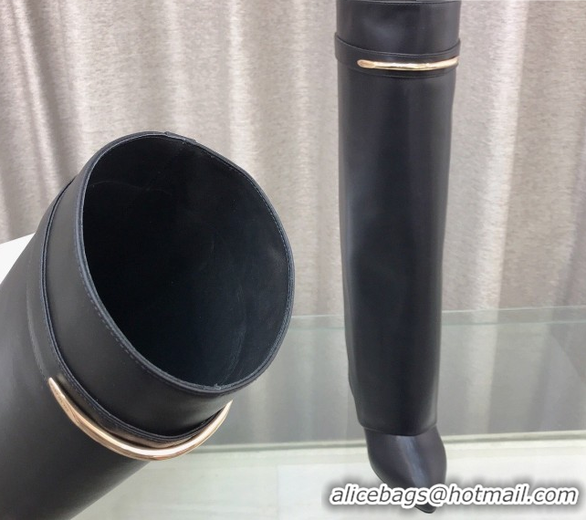 Unique Style Givenchy Shark Wedge High Boots 9.5cm in Shiny Calfskin Leather Black 0226074