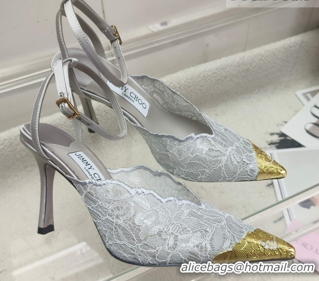 Duplicate Jimmy Choo Faiz 100 Lace Pumps in Grey Lace 6020315 2026
