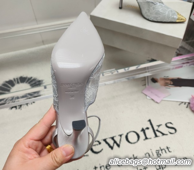 Duplicate Jimmy Choo Faiz 100 Lace Pumps in Grey Lace 6020315 2026