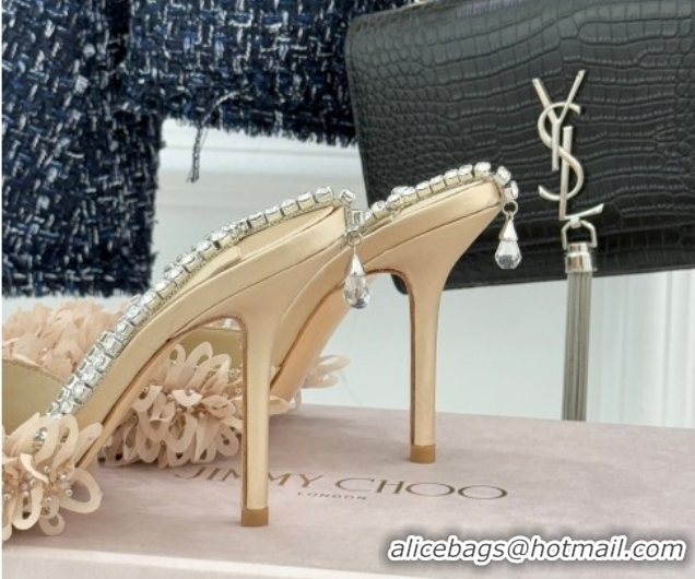 Classic Hot Jimmy Choo Mesh Pumps 10cm with Petal Embroidery and Strass Strap Beige 60206094 2026