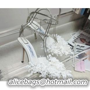 Grade Quality Jimmy Choo Mesh Pumps 10cm with Petal Embroidery and Strass Strap White 0206096 2026