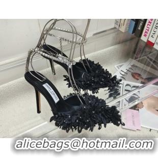 Buy Luxury Jimmy Choo Mesh Pumps 10cm with Petal Embroidery and Strass Strap Black 0206098 2026