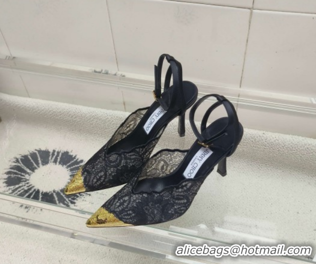 Perfect Jimmy Choo Faiz Lace Pumps 9cm with Metal Detail Black 0206099 2026
