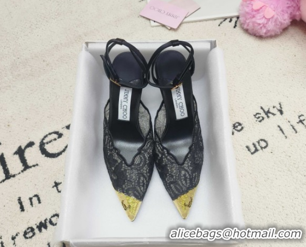 Perfect Jimmy Choo Faiz Lace Pumps 9cm with Metal Detail Black 0206099 2026