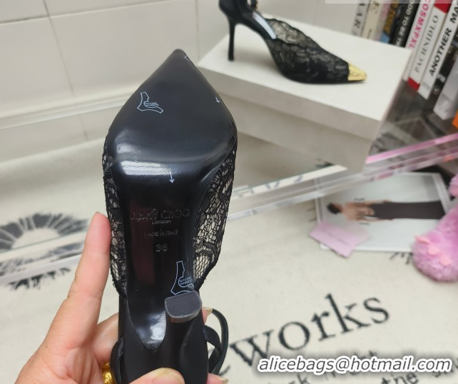 Perfect Jimmy Choo Faiz Lace Pumps 9cm with Metal Detail Black 0206099 2026